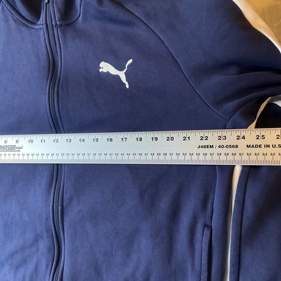 Puma Men Sweatshirt Jacket XL Navy Activewear Logo Long Sleeve Full Zip - Picture 7 of 8